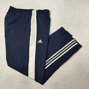 Vintage Adidas Track Pants Mens Large Blue Side Stripe Lined Zip‎ Ankle Wind
